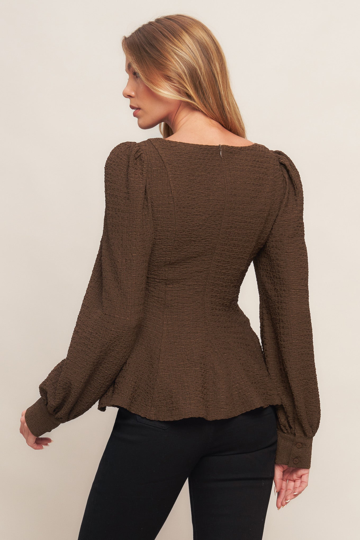COFFEE DATE BROWN WOVEN TOP Flying Tomato